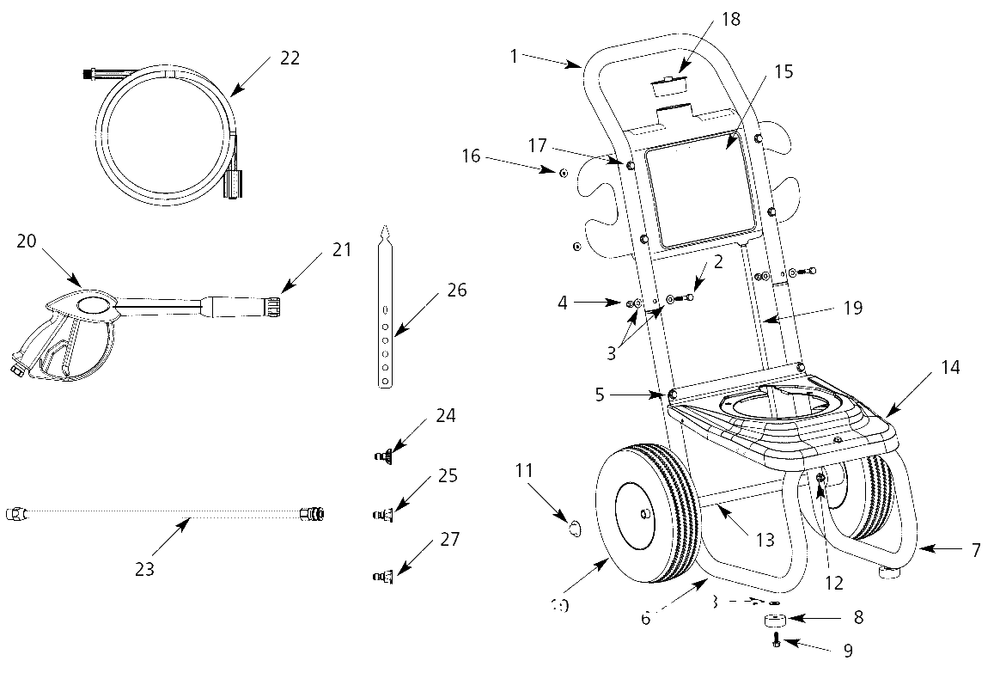 Assembly Parts Diagram and Parts List for PW2802  Campbell Hausfeld Pressure Washer